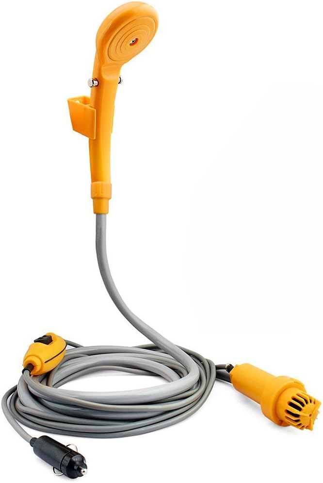 12V car Cigarette Lighter Portable Shower Electrical Pump for Outdoor Camping Car Washing Dog Cleaning Yellow