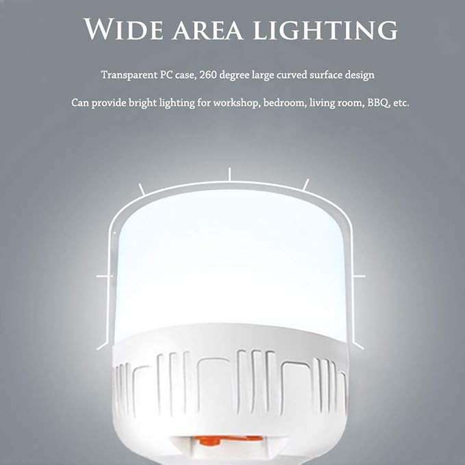 Newest 30W 5500LM Waterproof Rechargeable LED Night Light Bulb,Dimmable Emergency Lights, Outdoor BBQ Hanging Light, Bright Lights for Tent Lantern/Patio/Garden/Power Failure, Pack of 2
