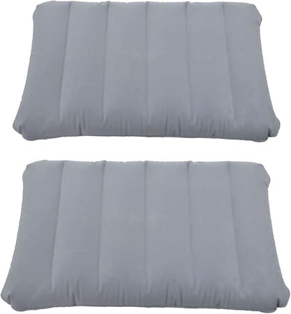 2 Pack Gray Ultralight Inflatable Camping Pillow Small Squared Flocked Fabric Air Pillow for Hiking, Camping, Traveling, Napping, Desk Rest, Neck & Lumbar Support