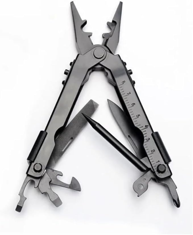 13 in 1 Portable Multifunction Tool Pliers Screwdrivers ire Stripper Folding Plier Pocket Cutter EDC Combination Tools for Outdoor Camping Fishing (Matte Black)