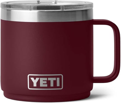 YETI Rambler 14 oz Stackable Mug, Vacuum Insulated, Stainless Steel with MagSlider Lid, Wild Vine Red