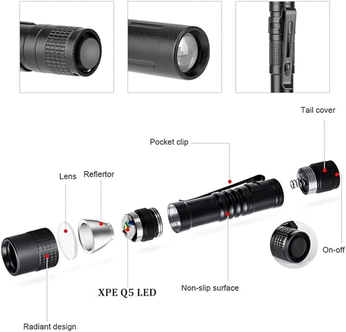 Pen Light, LED Pocket Pen Flashlight, 5 Pcs Small Mini Flashlight with Clip, 3 Modes for Camping, Outdoor, Emergency