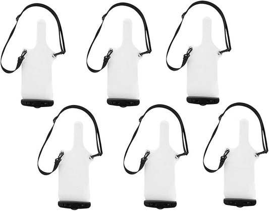 6Pcs Universal Two Way Radio Waterproof Case Bag Portable Walkie Talkie Rainproof Pouch with Adjustable Strap Compatible for Motorola Kenwood Midland UV-3R UV-5R PX-888 Walkie Talkie Radio (white)