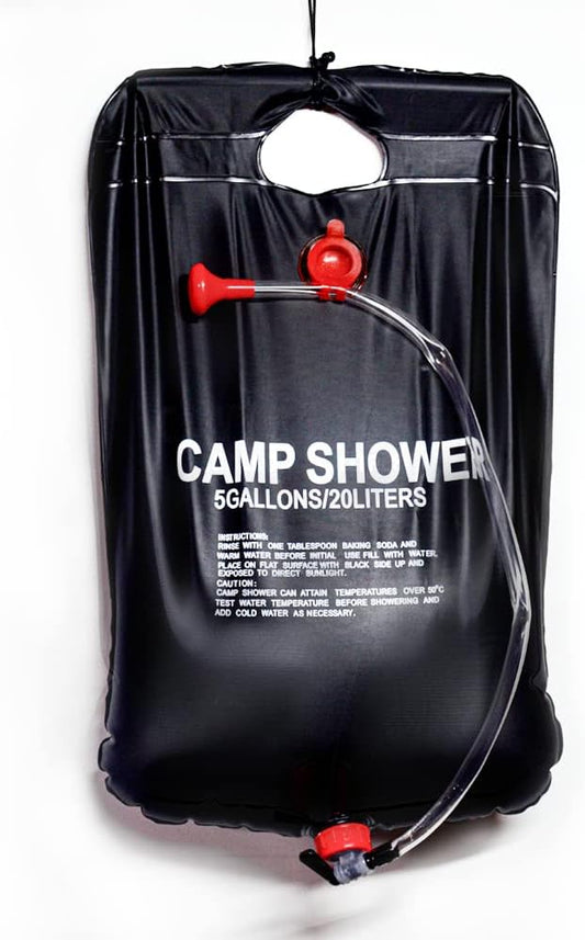 Felicia Portable Solar Heated Camp Shower Bag, 5Gallons/20L PVC Outdoor Shower Bag with Temperature 50°C On/Off Switch Shower Head for Camping Beach Hiking