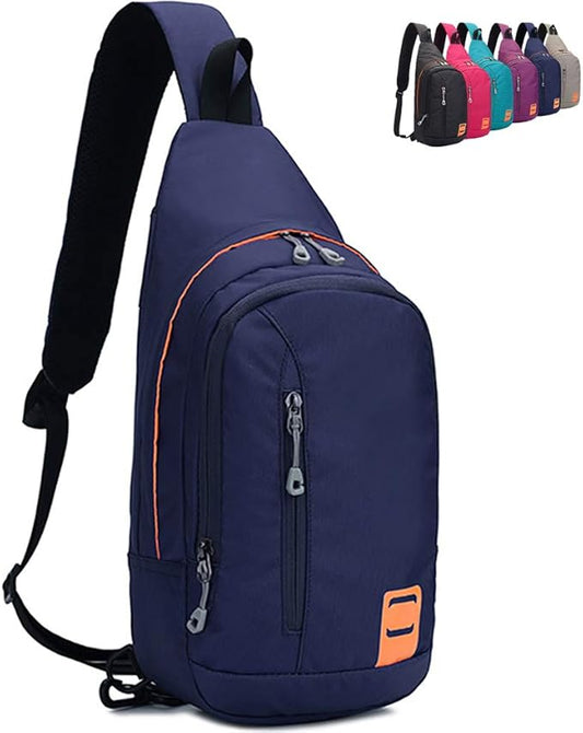 Peicees Small Sling Backpack Waterproof Unisex Shoulder Bag Chest Crossbody Daypack