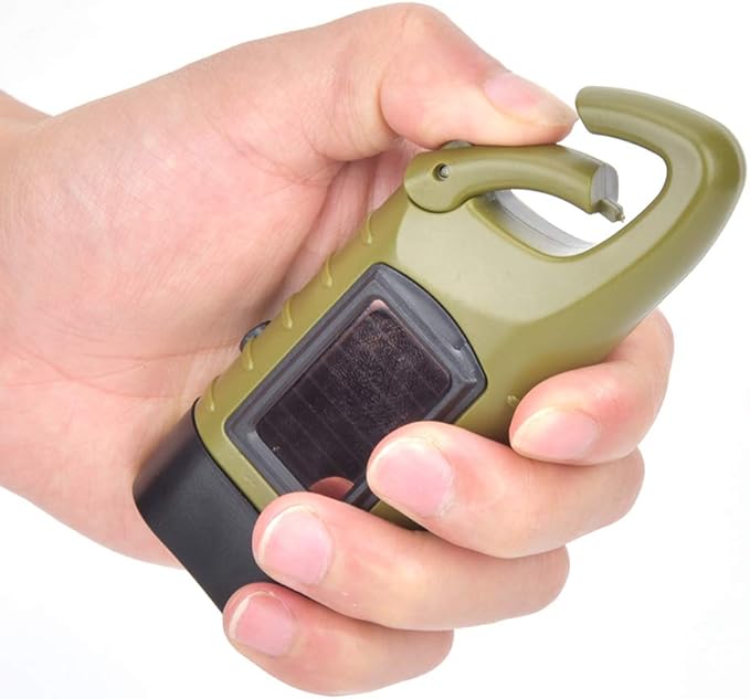 LED Emergency Flashlight, Solar Panel Portable LED High Brightness Light Emergency Hand Cranking Flashlight for Survival Gear for Emergency Hiking Camping(ArmyGreen)