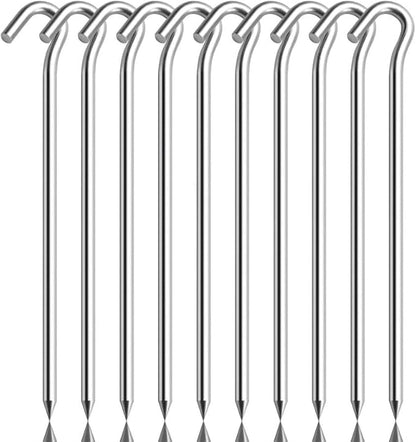 10PCS Aluminum Tent Stakes Pegs with Hooks, Camping Tent Stakes for Outdoor Travel, Professional Ground Stakes for Outdoor Camping, Hard and Light Tent Pegs, Specially Designed for Camping