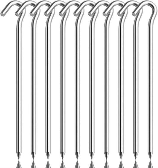 10PCS Aluminum Tent Stakes Pegs with Hooks, Camping Tent Stakes for Outdoor Travel, Professional Ground Stakes for Outdoor Camping, Hard and Light Tent Pegs, Specially Designed for Camping
