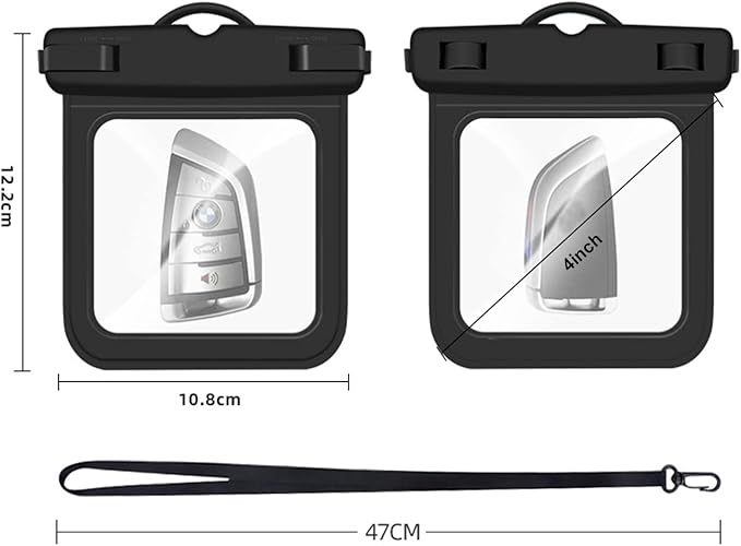 Waterproof Pouch Wallet, 2 Pack Floating Car Key FOB Case with Keychain, IPX8 Small Dry Bags Waterproof Bags for Swimming, Waterproof Pocket Holder for ID Badge Credit Card Money Coins License Water