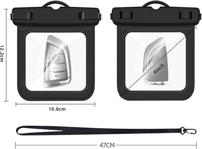 Waterproof Pouch Wallet, 2 Pack Floating Car Key FOB Case with Keychain, IPX8 Small Dry Bags Waterproof Bags for Swimming, Waterproof Pocket Holder for ID Badge Credit Card Money Coins License Water