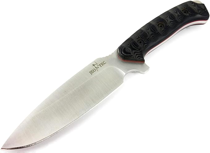 JEO-TEC Nº15 Bushcraft Survival Hunting Tactical Knife - BOHLER N690C Stainless Steel, Multi-positioned Leather Sheath, Sharpener Stone