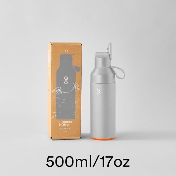 Ocean Bottle - Recycled Stainless Steel Go Water Bottle - Eco-Friendly & Reusable Bottle - Rock Grey - 17 oz