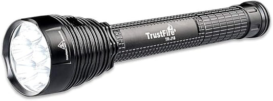 TrustFire LED Flashlight, J18 super Bright 8000 Lumens, Water Resistant 5 Light Modes Large Tactical Torch by 2X or 3X Rechargeable Battery (Battery Not Included)