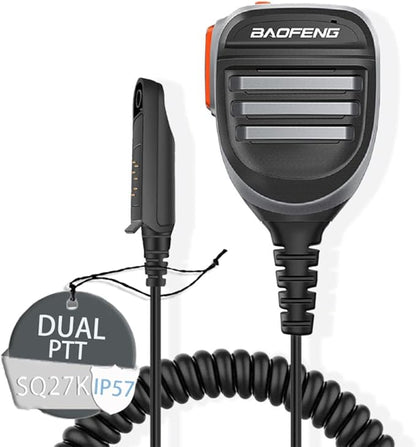 BAOFENG UV-9RPlus Ham Radio Mic SQ26W SQ27K IP57 Waterproof Remote Shoulder Mic Handheld for GMRS Two Way Radio UV-9RPRO UV-9G UV-XR