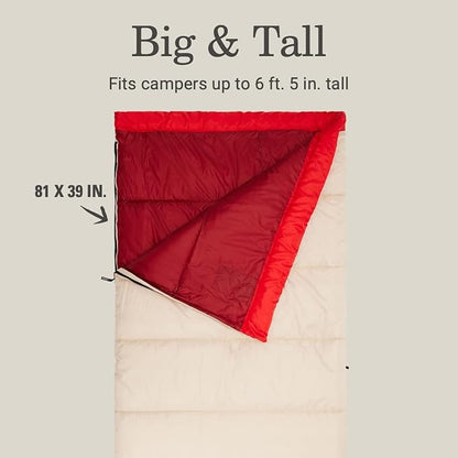 Coleman Flatlands Sleeping Bag, Made from 100% Recycled Material, Cool Weather Adult Sleep Sack