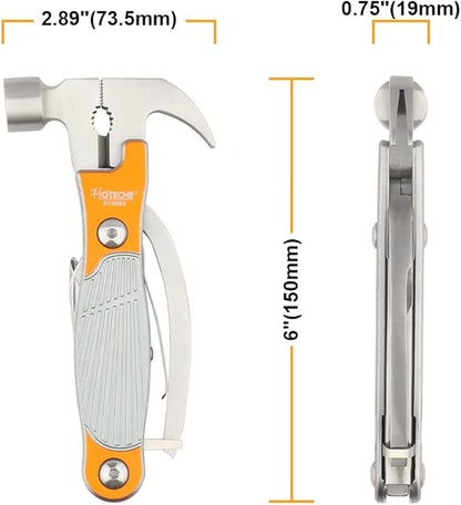 Hoteche MultiTool 11-in-1 Multi-Functiona Adjustable Wrench with Hook Remover, Wire Cutter, Hammer, Wrecking Bar, Screwdriver, Bottle Opener, Saw, Knife, File for Camping and Household