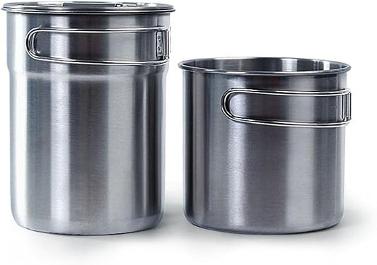 2Pcs Camping Cup Cups and Mugs Stainless Steel Camp Cup Mug Pot big cup 980 ml small cup 700 ml