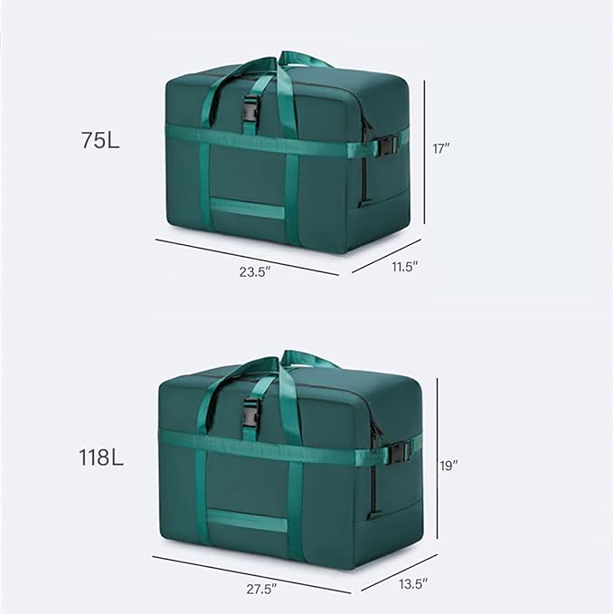 Extra Large Storage Bags Duffle Bags Tote for Moving, Storage, Camping and Travel (Green, 75L)