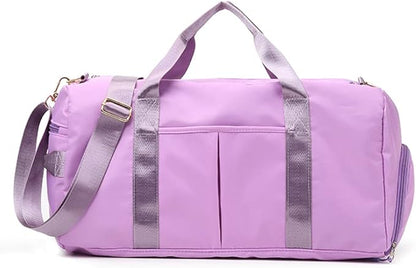Blackwheel Sports Gym Bag With Shoe Bag Wet Bag Duffle Bag Waterproof Travel Bag for Women Cute Gym Bag Taro 29L