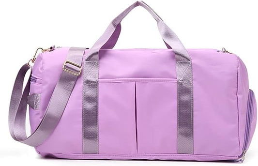 Blackwheel Sports Gym Bag With Shoe Bag Wet Bag Duffle Bag Waterproof Travel Bag for Women Cute Gym Bag Taro 29L