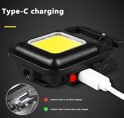4Pack Keychain Work Light - Compact, Rechargeable, Ultra-Bright, with Carabiner, Magnetic, Adjustable Stand, Tripod - Perfect for Outdoor, Work, Emergency Use (4) pcs
