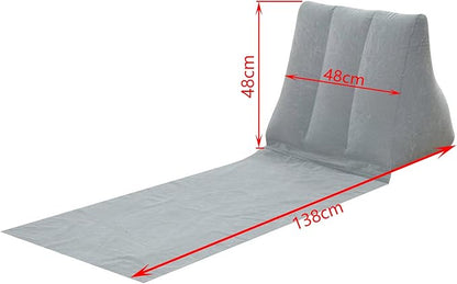 2X Inflatable Outdoor Sun Bath Beach Mat Pillows Flocking Beach Chairs with Backrest Inflatable Lounger for Portable Travel Camping (Skyblue)