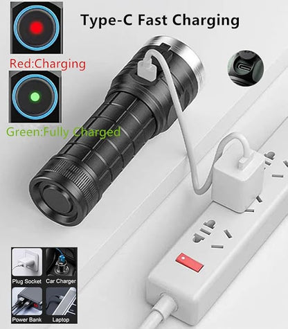XC04 Flashlights High Lumens Rechargeable Max 4000 Lumens,High Powered Flashlight with 8*LED 6000K，5 Light Modes,Super Bright Flash Light for Hiking,Camping.