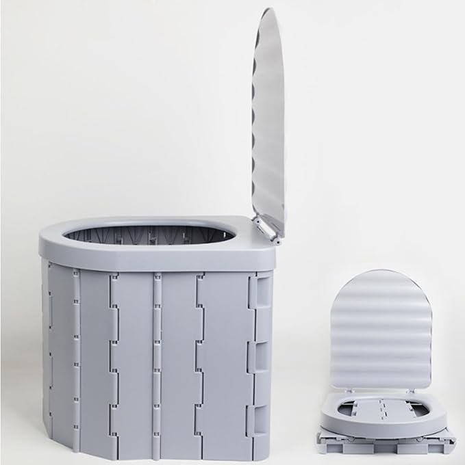 Portable Toilet for Camping,Folding Toilet with Lid,Foldable Car Travel Toilet Portable with Carry Bag for Camping,Car,Travel, Outdoor,Hiking,Backpack,Trips,Tent,Boat,Beach,Traffic Jam,Home (White)