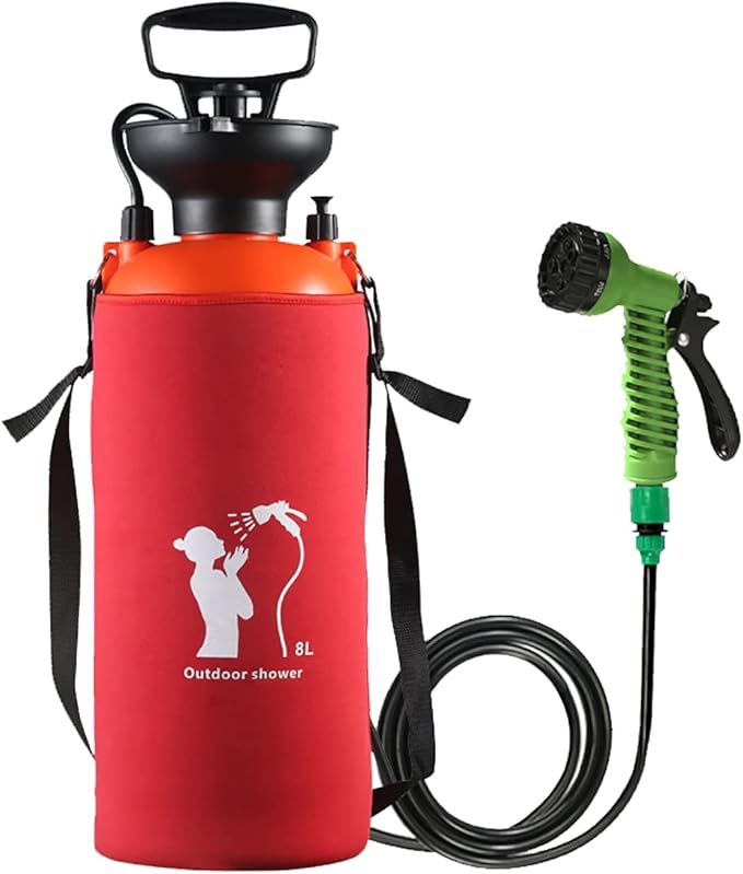 CLICIC Pressure Sprayer with 7 Spray Modes, Camping Shower with Removable Hose and Shower Head for Camping Outdoor Traveling Hiking and Pet Bath