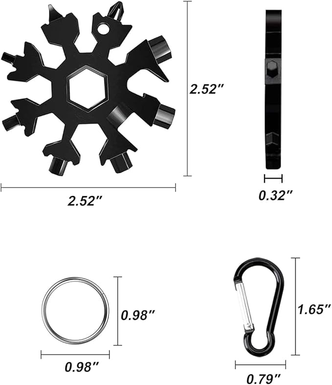 2 Pack 18 in 1 Snowflake Multitool, Christmas Gifts for Adults, White Elephant Gifts, Tool Gifts for Him, Stocking Stuffers
