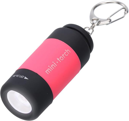 PATIKIL Mini Keychain Flashlight, Pocket LED Flashlight Portable Torch USB Rechargeable for Outdoor Camping Party, Pink