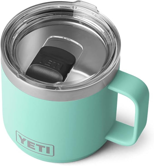 YETI Rambler 14 oz Stackable Mug, Vacuum Insulated, Stainless Steel with MagSlider Lid, Seafoam