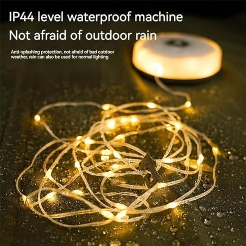 Camping String Light with Camping Lantern and Flashlight,Updated 3-in-1 Portable String Lights,32.8ft/10M Warm White and Colorful,8 Lighting Modes(NO APP),Rechargeable,Waterproof