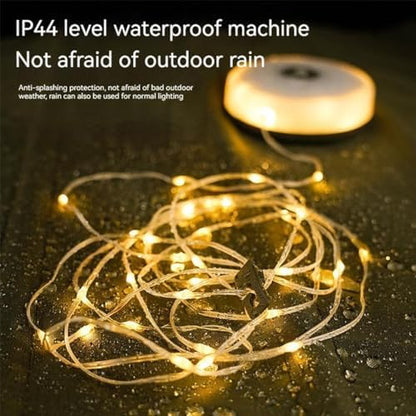 Camping String Light with Camping Lantern and Flashlight,Updated 3-in-1 Portable String Lights,32.8ft/10M Warm White and Colorful,8 Lighting Modes(NO APP),Rechargeable,Waterproof