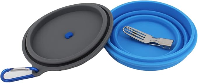 Mr. Peanut's Collapsible Silicone Camping Bowl with Lid & Foldable Fork