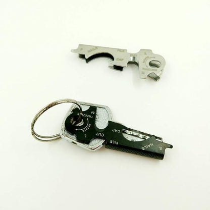 2 pc of 8 in 1 Stainless Steel Multi-function Tool Keychain Outdoor Survival Gear