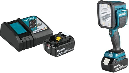 Makita BL1840BDC1 18V LXT Lithium-Ion Battery and Charger Starter Pack (4.0Ah) with DML812 18V LXT Lithium-Ion Cordless L.E.D. Flashlight/Spotlight