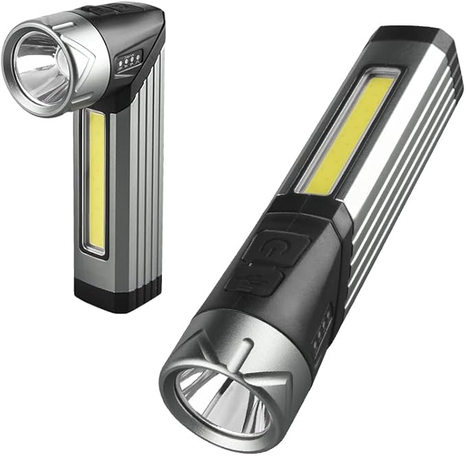 Rechargeable Mag Lights Flashlight Emergency Camping Flashlight 90 Degree, 90 Degree Mini Flashlight Ip65 Waterproof, Clip on Flashlight COB Work Light Outdoor, Hiking.