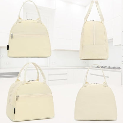 FlowFly Insulated Lunch Cooler Bag - Tote Organizer for Women/Men, Beige