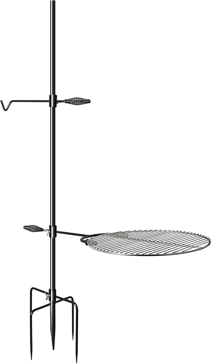 Campfire Grill Grate with Keetle Hook, 360° Rotatable Swivel Campfire Fire Pit Grill Grate for Outdoor Camping BBQ, Cooking