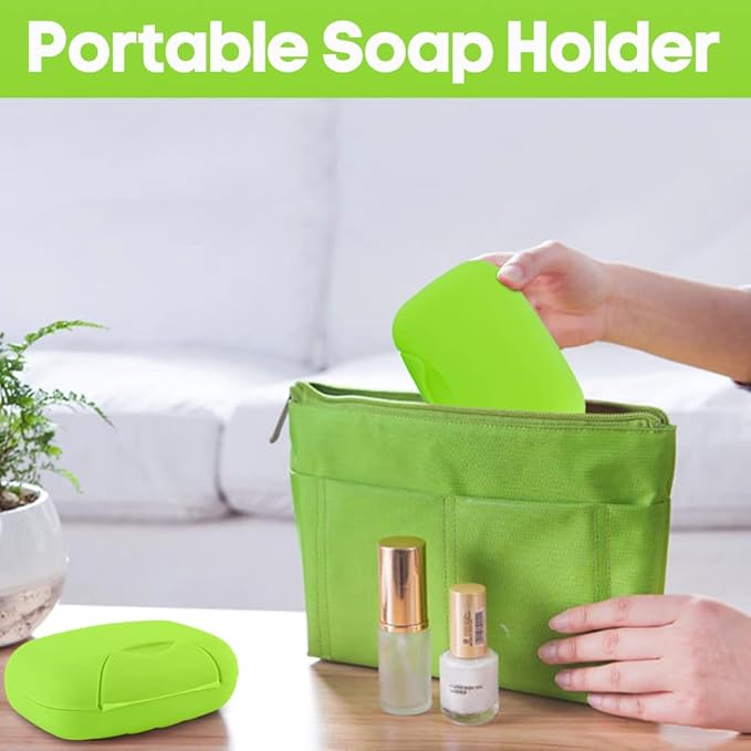 2 Pcs Plastic Soap Case Holder Container Box Home Outdoor Hiking Camping Travel Light Green