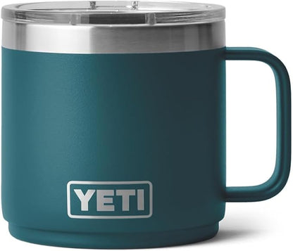 YETI Rambler 14 oz Stackable Mug, Vacuum Insulated, Stainless Steel with MagSlider Lid, Agave Teal