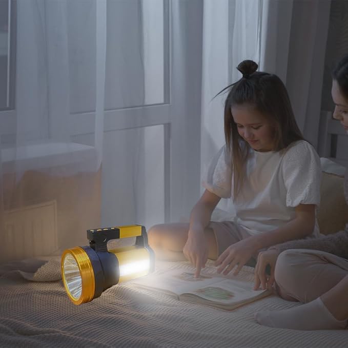 Rechargeable Flashlight 1000,000LM 13600mAh Spotlight Flashlight IP67 Waterproof Handheld Spotlight with Double Side Lights Super Bright Flashlight Outdoor,Huting,Boat,Camping,Emergency