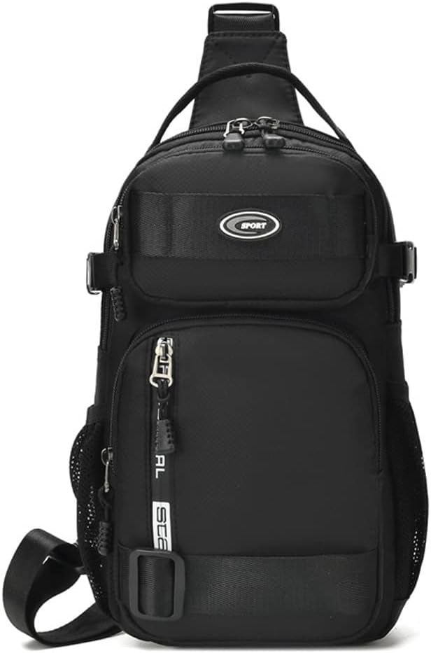 KPYWZER Nylon Sling Bag Backpack Handbag for Men Women Travel Outdoors Sports Hiking Casual Crossbody Chest Pack Shoulder Pouch Multipurpose Daypack Black