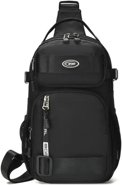 KPYWZER Nylon Sling Bag Backpack Handbag for Men Women Travel Outdoors Sports Hiking Casual Crossbody Chest Pack Shoulder Pouch Multipurpose Daypack Black