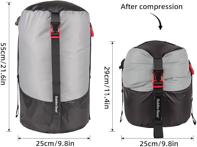 Ultra-Light Compression Stuff Sack, 70D Nylon Sleeping Bag Stuff Sack 1L/5L/7L/17L/25L Compression Bag Space Saving Gear for Camping Hiking Backpacking