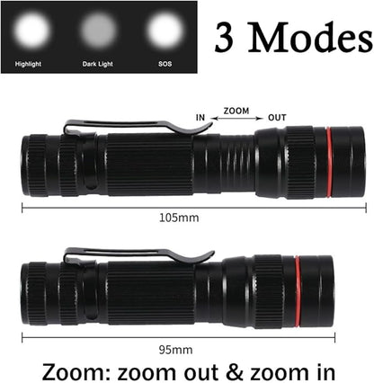 LED Flashlight Rechargeable 2 Pack, High Lumens Tactical Flashlights, Super Bright Small Flash Light, Mini Pocket Torch, 3 Modes Zoomable Flashlight for Outdoor, Camping, Birthday for Men Women
