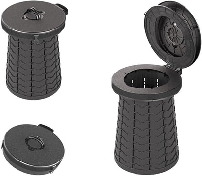 Portable Toilet - 19.7" H Adjustable Foldable Camping Toilet, Luggable Loo with Lid, Strap,Toilet Bag for Camping, Hiking, Travel and Car