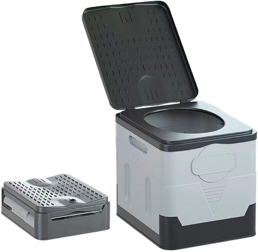 Portable toilet, portable folding toilet, folding toilet with cover, outdoor travel toilet, camping travel toilet (Black)