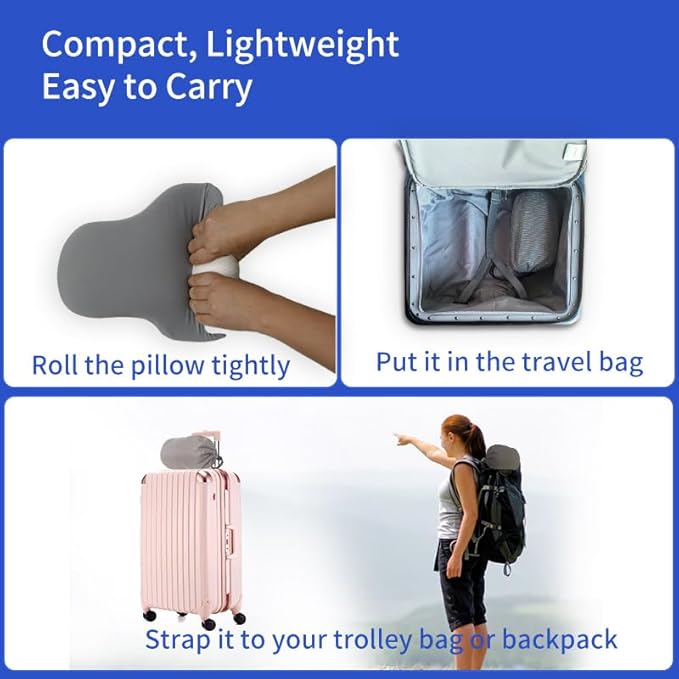 Camping Pillow Lightweight,Easy to Carry,Memory Foam Travel Pillow,Cervical Neck Pillow,Backpacking Pillow,Portable Pillow with Travel Storage Bag, Upgraded Alternative to Inflatable Pillows